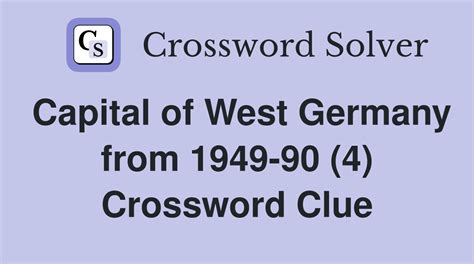 capital of west germany|capital of west germany crossword.